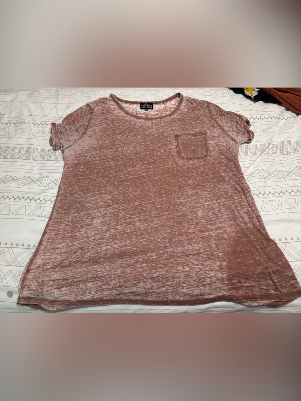 Angie Burnout Mauve Short Sleeve Pocket Tee